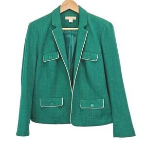 Coldwater Creek Women's Blazer Tweed Jacket Kelly Green Size 10